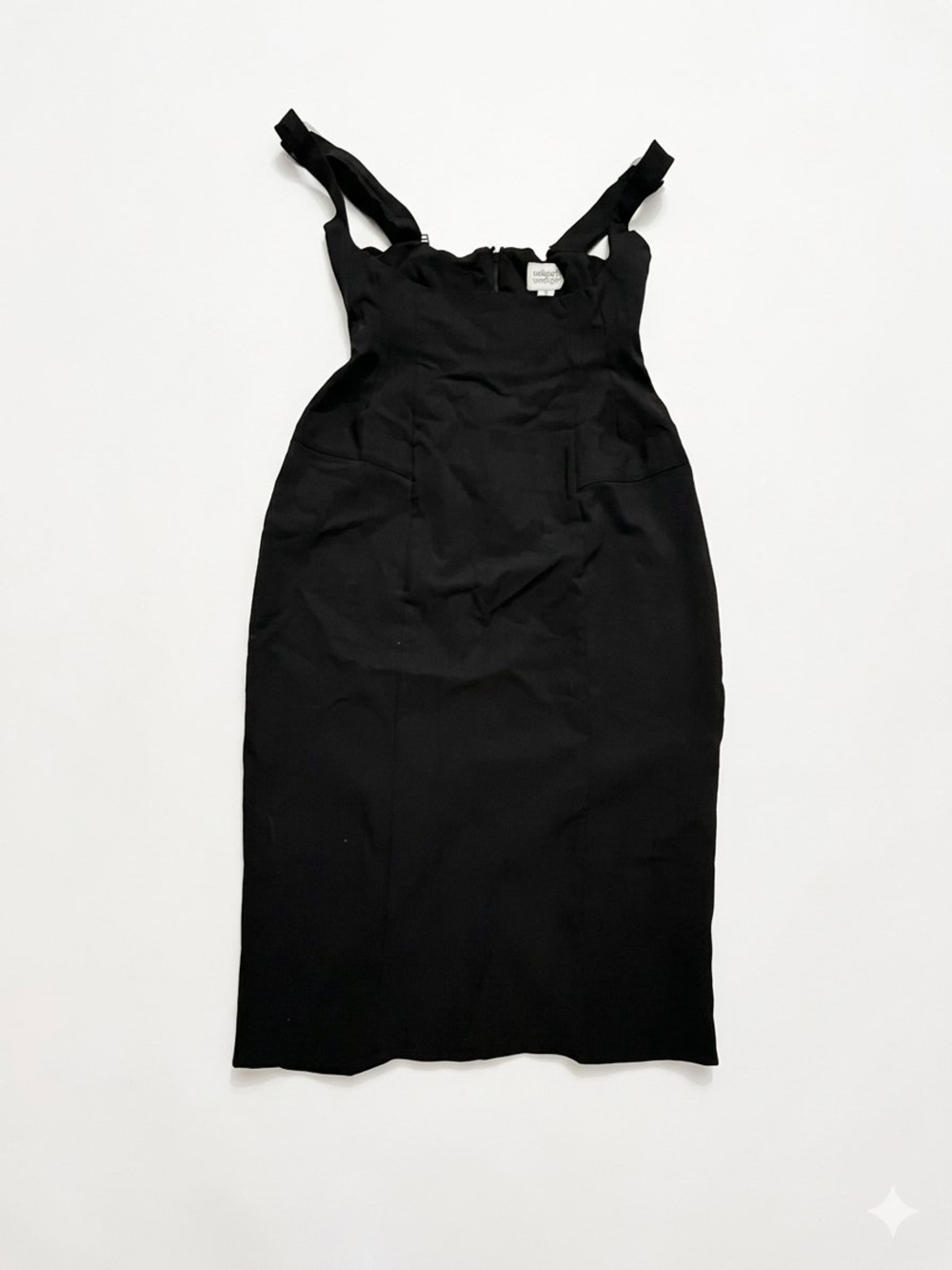 Unique Vintage Black Suspender Pencil Dress Size S